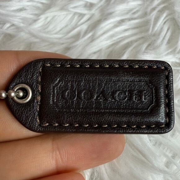 1.5" y2k COACH Brown Suede Fob Bag Charm Hang tag Hangtag - Picture 1 of 2